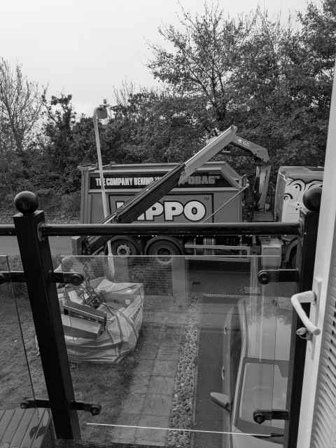 Hippo skip bag lorry out the front