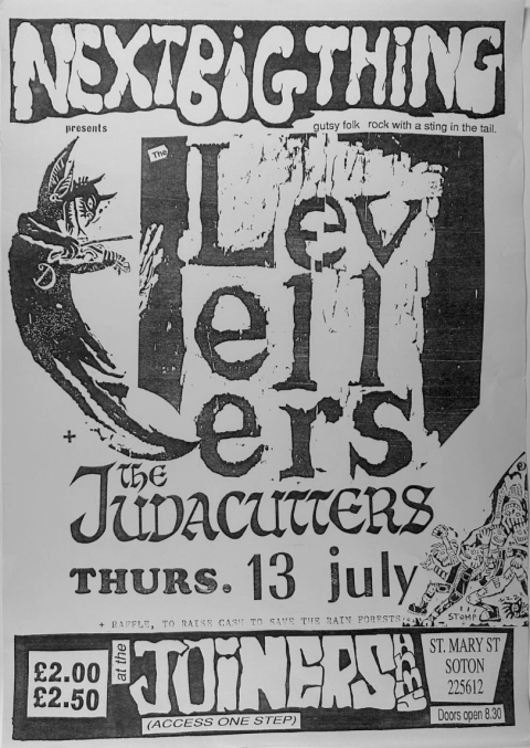 Poster for The Levellers at The Joiners, 1989