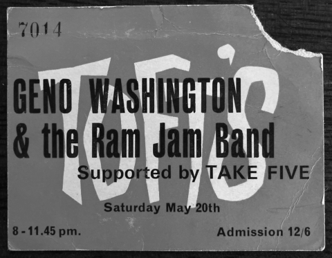 Geno Washington ticket Folketone Tofts May 1972