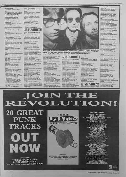 NME gig guide August 1995