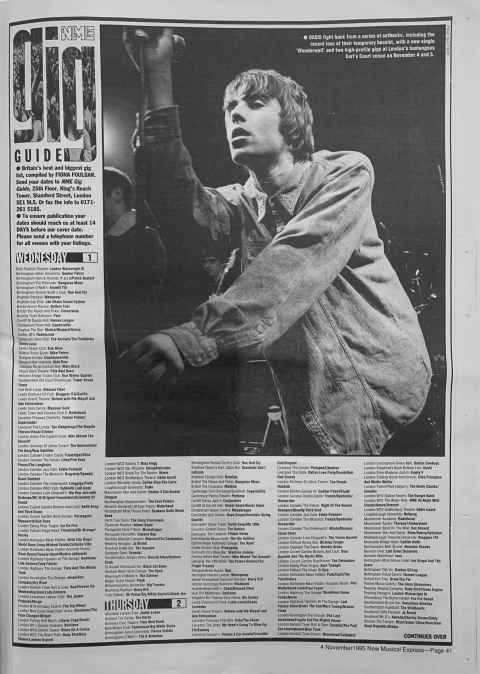 NME gig guide November 1995