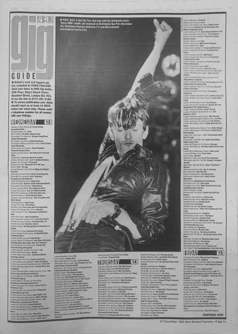 NME gig guide December 1995