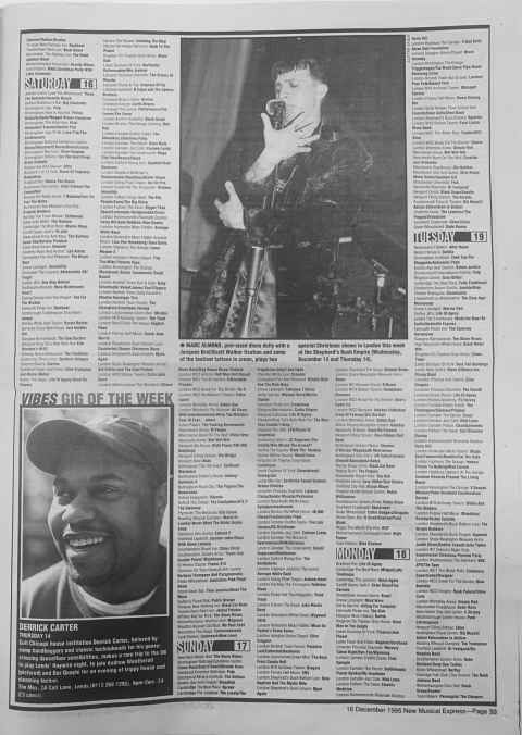 NME gig guide December 1995