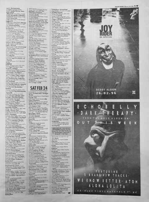 Melody Maker gig guide page Feb 24th 1996