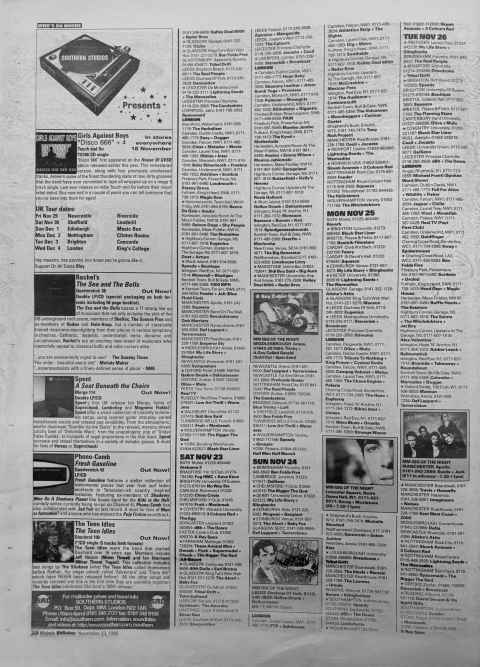 Melody Maker gig guide November 1996