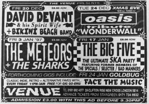 New Cross Venue flyer December 1996