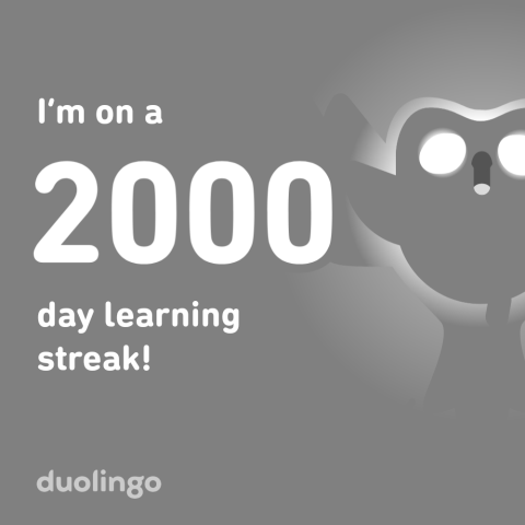 Duolingo 2000 day streak