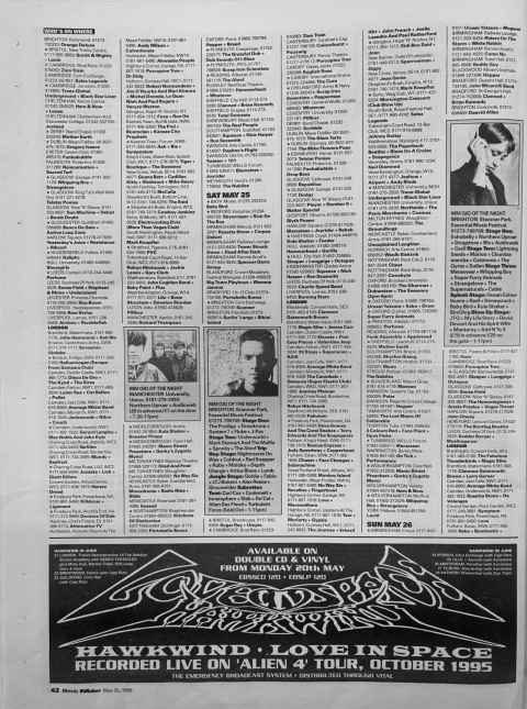 Melody Maker gig guide May 96