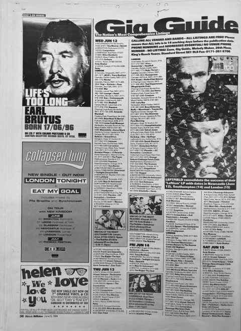 Melody Maker gig guide June 1996