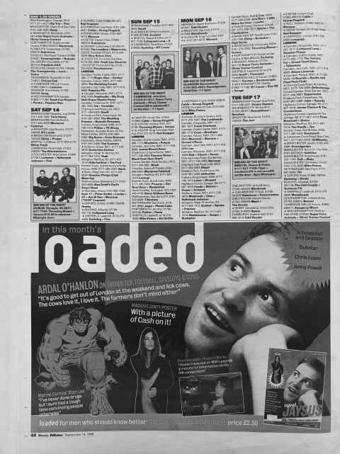 Melody Maker gig guide September 1996