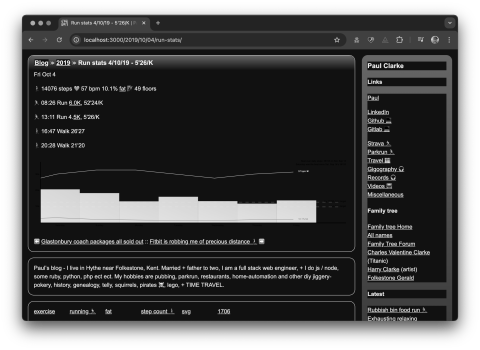 Old screenshot of 2019 run stats