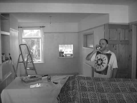 Part way through decorating with Dean